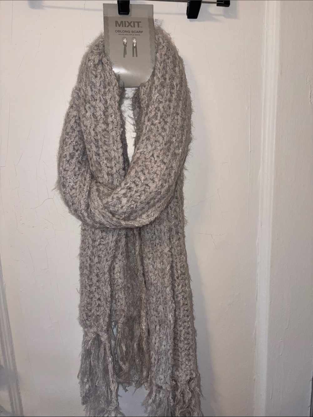 MIXIT Oblong Scarf in Gray and Silver
